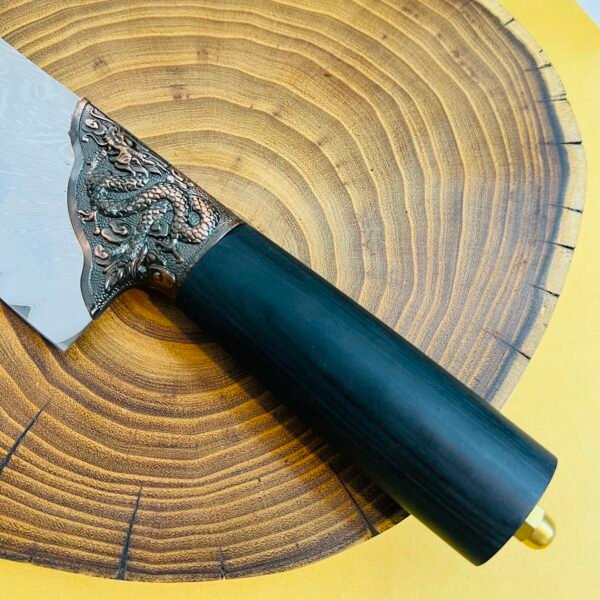Dragon-patterned Damascus steel round-headed small kitchen knife