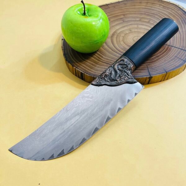 Dragon-patterned Damascus steel round-headed small kitchen knife